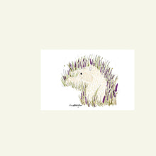 Load image into Gallery viewer, Frame not included, A4 print of a soft coated wheaten terrier dog drawn by Harriet Billingham that is lying in some lavender surrounded by grass and bumble bees.