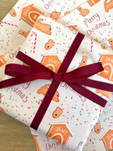 Load image into Gallery viewer, close up of soft coated wheaten terrier themed gingerbread wrapping paper for christmas