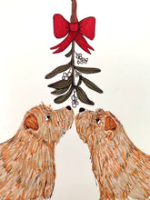 Load image into Gallery viewer, close up of norfolk mistletoe christmas card