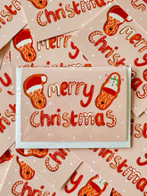 Load image into Gallery viewer, A fun Soft coated wheaten terrier gingerbread themed christmas card