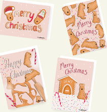 Load image into Gallery viewer, 4 gingerbread themed scwt christmas cards
