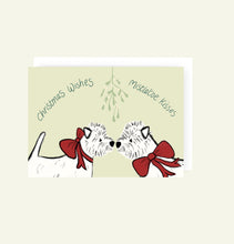Load image into Gallery viewer, west highland Terrier Christmas wishes and mistletoe kisses card