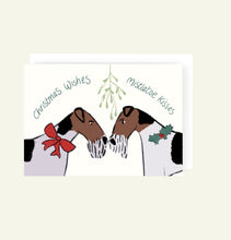 Load image into Gallery viewer, Wire fox Terrier Christmas wishes and mistletoe kisses Christmas card