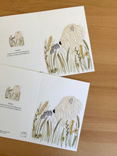 Load image into Gallery viewer, Two Soft Coated Wheaten Terrier Bluebell cards opened up.