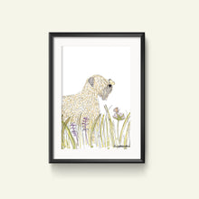Load image into Gallery viewer, Soft Coated Wheaten Terrier Butterfly Print in frame
