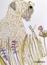 Load image into Gallery viewer, Soft Coated Wheaten Terrier Butterfly print zoomed in