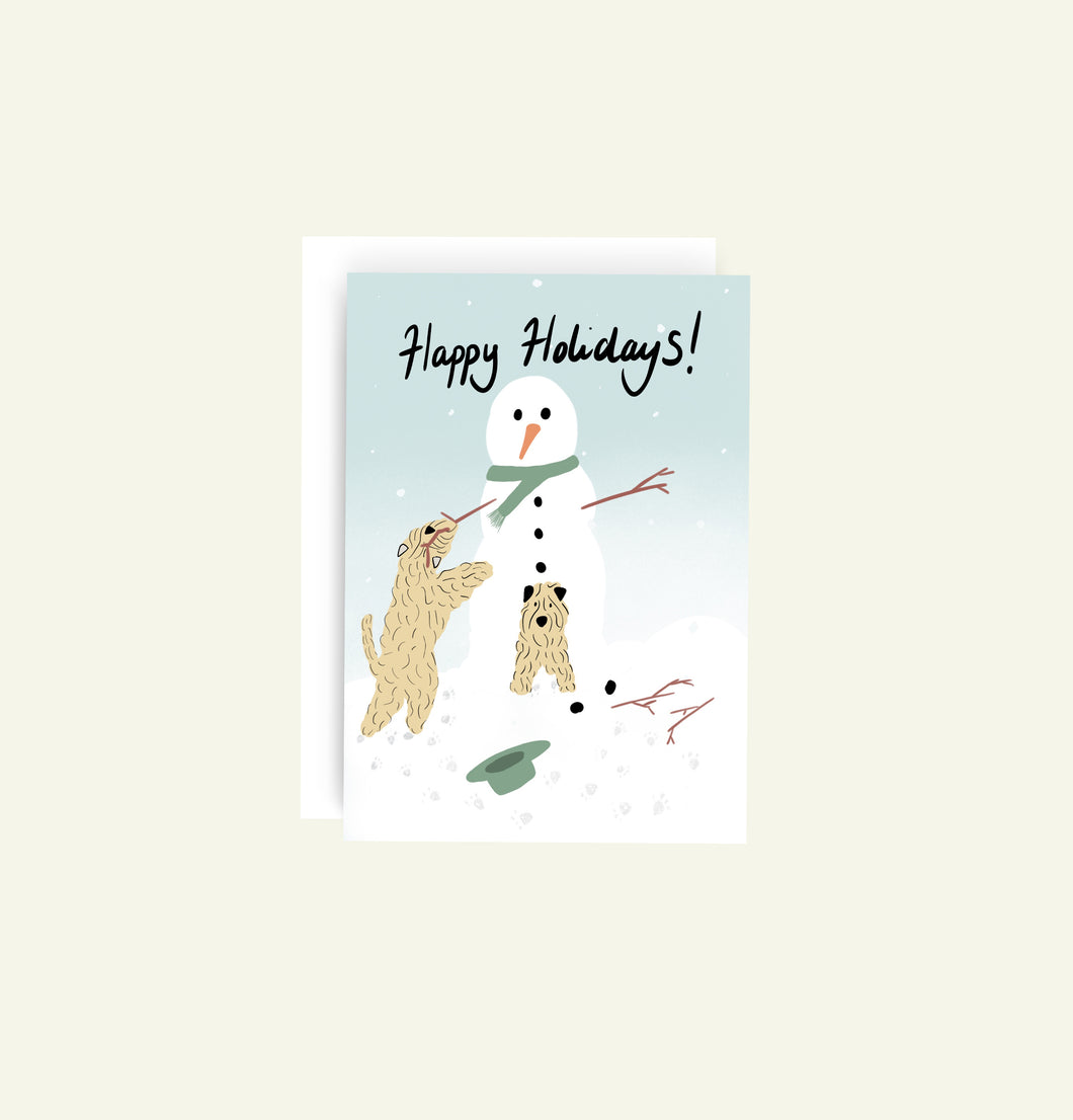 Soft Coated Wheaten Terrier Christmas Card Happy Holidays