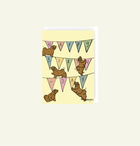 Happy Birthday Banner Norfolk Terrier Cards drawn by Harriet Billingham illustration