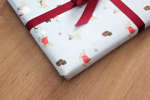 Close up of soft coated wheaten Terrier Christmas wrapping paper