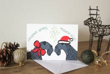 Load image into Gallery viewer, Kerry blue Christmas wishes and mistletoe kisses  card
