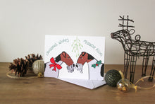 Load image into Gallery viewer, wire fox Terrier Christmas card drawn by Harriet Billingham illustration
