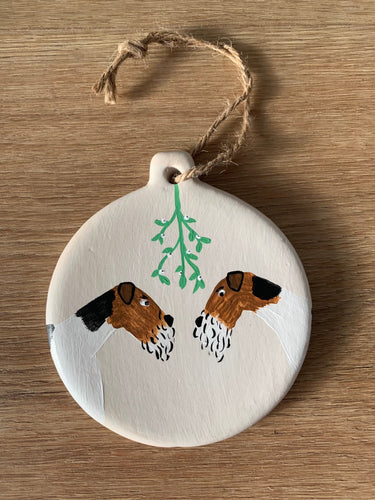 Wire Fox Terrier Christmas decoration