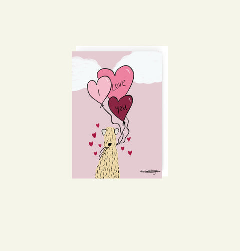 I love you Soft Coated Wheaten Terrier  card drawn by Harriet Billingham illustration