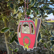 Load image into Gallery viewer, Decorative Christmas ornament on a tree.
