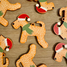 Load image into Gallery viewer, Wheaten Christmas decoration wooden gingerbread Santa hat
