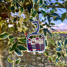 Load image into Gallery viewer, Decorative ski lift ornament hanging from a tree
