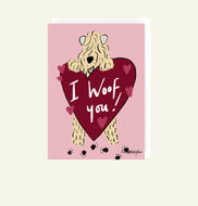 I Woof You Soft Coated Wheaten Terrier Card drawn by Harriet Billingham Illustration