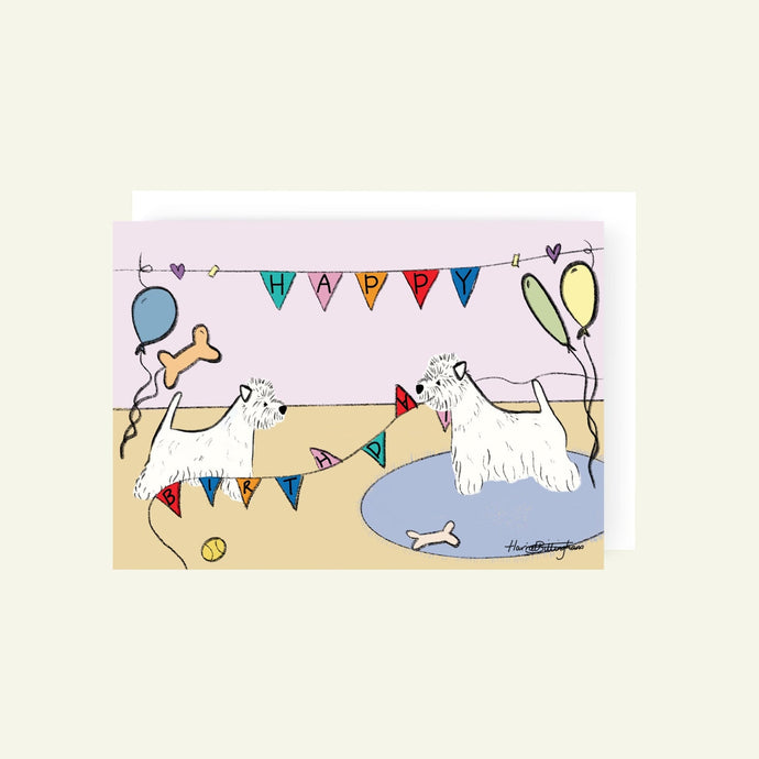 West highland white terrier birthday card drawn by Harriet billingham