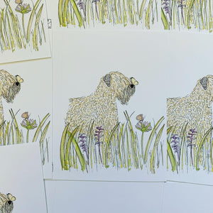 Laydown of Soft Coated Wheaten Terrier Butterfly Cards