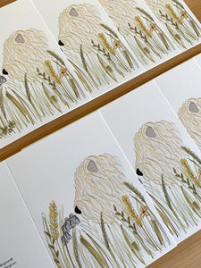 Two rows of Soft Coated Wheaten Terrier Bluebell Cards