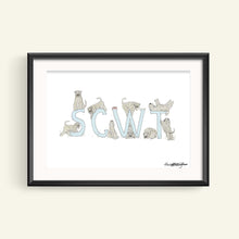 Load image into Gallery viewer, Soft Coated Wheaten Terrier SCWT print shown in a frame. Frame not included
