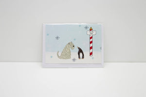 Soft Coated Wheaten Terrier North Pole Card in packaging.