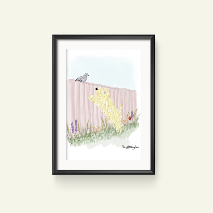 Soft Coated Wheaten Terrier Garden Print 